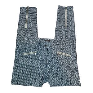 J.McLaughlin Blue White Geometric Ankle Zip Skinny Pants Womens Size 
6 Stretch